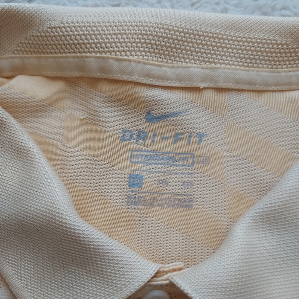 Nike Dri Fit Light Yellow Patterned Polo Shirt Standard Fit 2XL Golf Outdoor - Picture 3 of 15